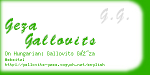 geza gallovits business card